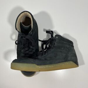 DIESEL Sneakers Mens Size 8.5 Dark Gray Black Basket‎ Diamond Leather High Top
